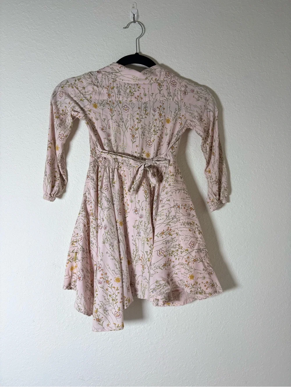 Hust and Claire Pink yellow Floral Button-Front long sleeve Dress age 5.
